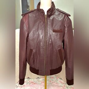 Vintage 90s Argentina Leather Bomber Moto Jacket Oxblood Brown Size 42 Unisex